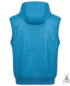 Mens Baby Blue Real Leather Rocky Hoodie back view