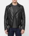 Mens Black Leather Asymmetrical Biker Jackets