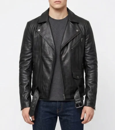 Mens Black Leather Asymmetrical Biker Jackets
