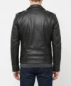 Mens Black Leather Asymmetrical Biker Jackets back