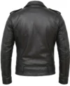 Mens Black Leather Asymmetrical Biker Jackets back view