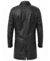 Mens Black Leather Trench Coat back view