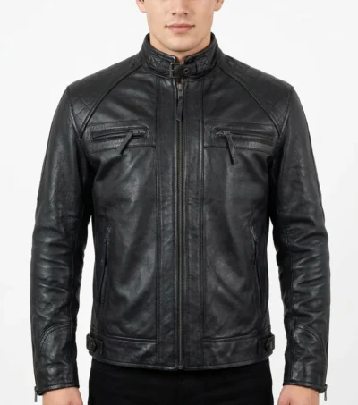 Mens Black Shadow Biker Jacket