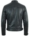Mens Black Shadow Biker Jacket back view