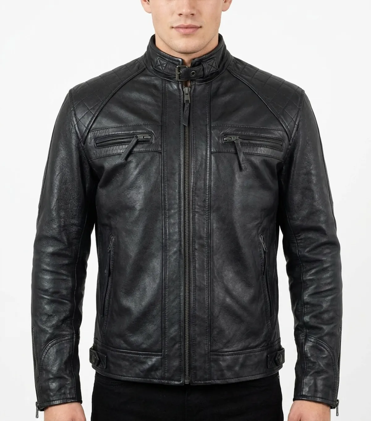 Mens Black Shadow Biker Jacket