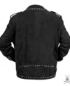 Men's Black Studded Suede Biker Jacket back