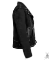 Men's Black Studded Suede Biker Jacket side