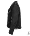 Men's Black Studded Suede Biker Jacket side view