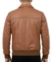 Mens Bomber Style Brown Leather Jacket back