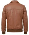 Mens Bomber Style Brown Leather Jacket back view