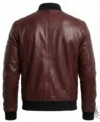 Men's Burgundy Lambskin Leather Bomber Jacket back view