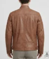Mens Cafe Racer Leather Jacket In Brown back