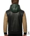 Mens Color-Block Leather Hoodie back