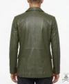 Men's Dark Green Tailored Real Leather Blazer back