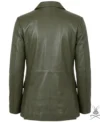 Men's Dark Green Tailored Real Leather Blazer back view