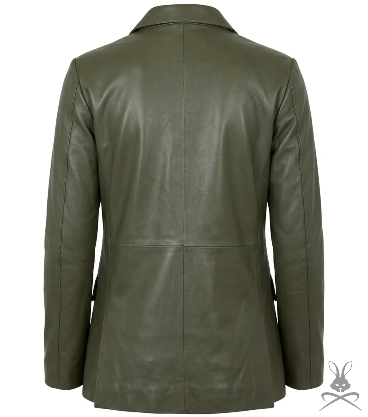 Men's Dark Green Tailored Real Leather Blazer back view