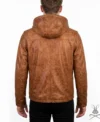 Mens Leather Hoodie Caramel Crunch back