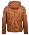 Mens Leather Hoodie Caramel Crunch back view