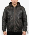 Mens Leather Hoodie in Copper