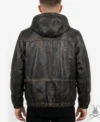 Mens Leather Hoodie in Copper back