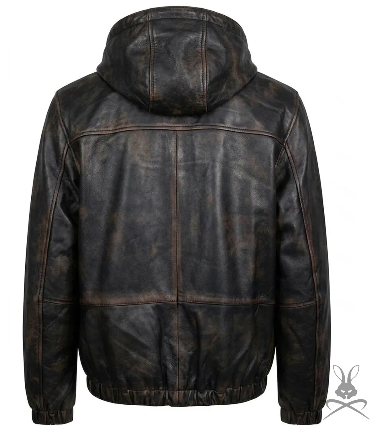 Mens Leather Hoodie in Copper back view