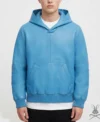 Men's Leather Pull-Over Hoodie in Baby Blue