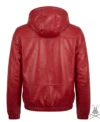 Mens Red Real Leather Hoodie back view