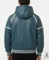 Mens Steele Dark Cyan Leather Sweatshirt back
