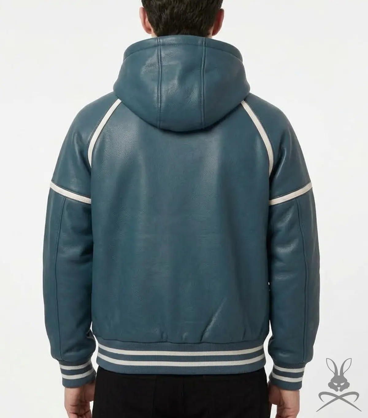 Mens Steele Dark Cyan Leather Sweatshirt back