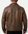 Mens Trucker Distressed Leather Jacket In Dark Brown back