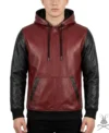 Mens Two-Tone Leather Hoodie