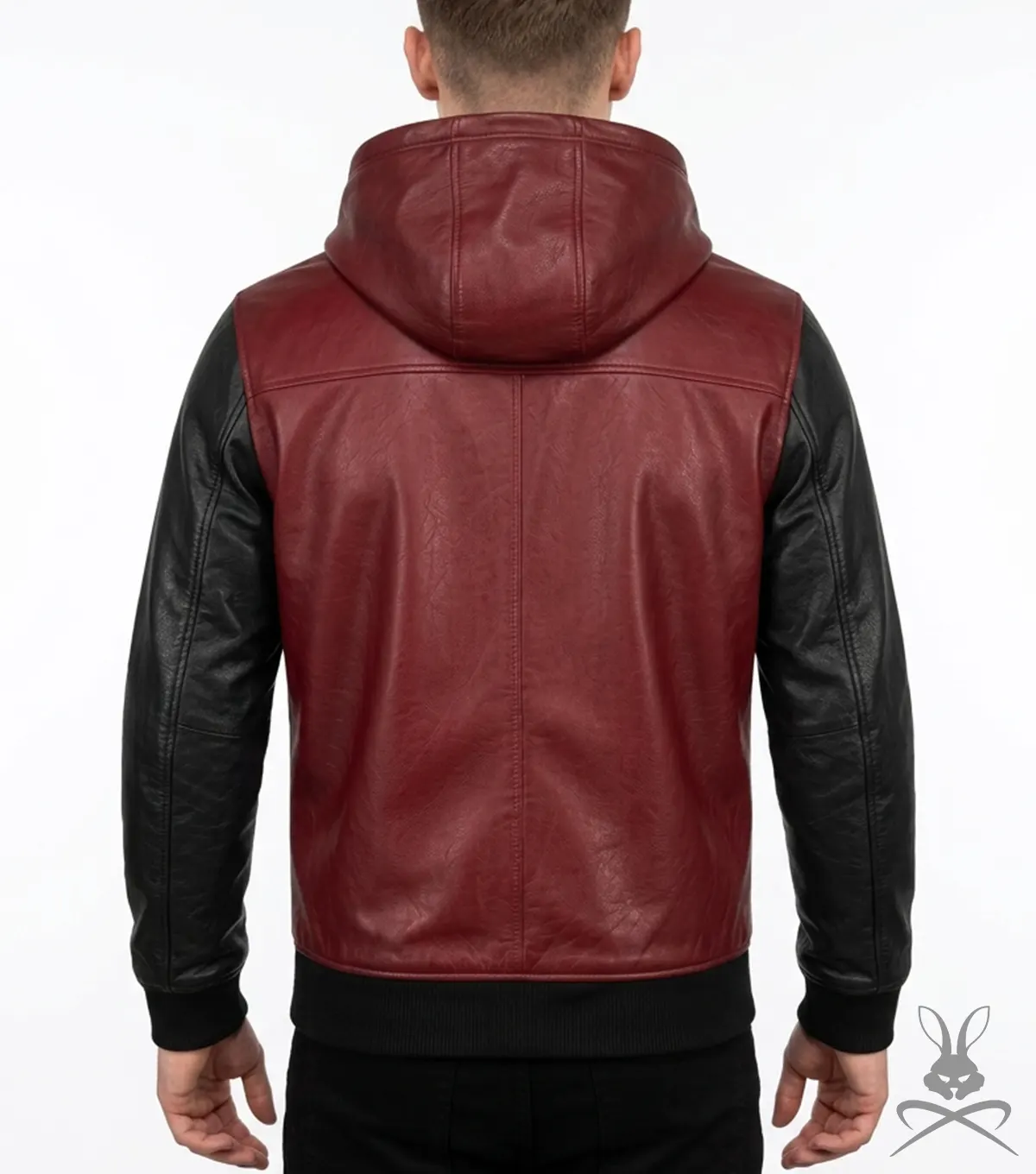 Mens Two-Tone Leather Hoodie back