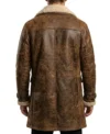 Mens Vintage Brown Suede Faux Fur Lined Leather Coat back