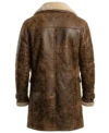 Mens Vintage Brown Suede Faux Fur Lined Leather Coat bak view