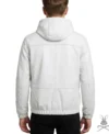 Mens White Real Leather Hoodie back