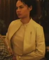 Mercedes de la Zerda TV Series Cross 2026 Amielynn Vega White Leather Jacket On Sale