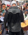 Mexico City Crowd Rally 2026 El Grande Americano Black Leather Fringe Jacket Back