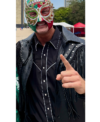 Mexico City Crowd Rally 2026 El Grande Americano Black Leather Fringe Jacket Closeup