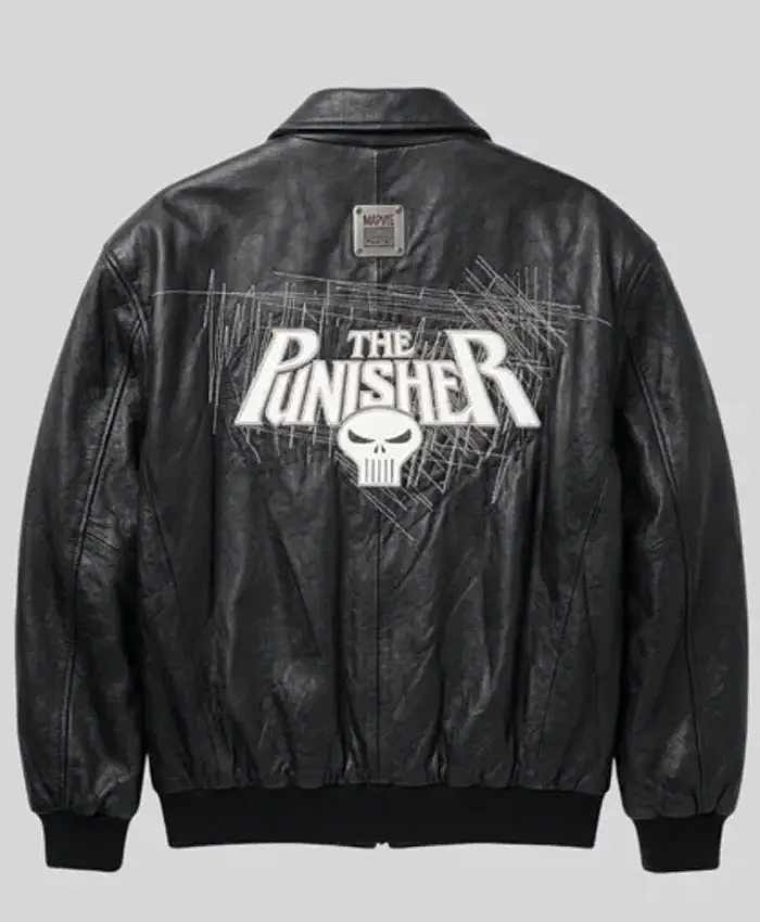 Michael Jackson The Punisher Black Leather Bomber Jacket for Men and Women Back