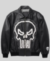 Michael Jackson The Punisher Black Leather Bomber Jacket for Men and Women Front