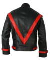 Michael Jackson Thriller Red Stripe Black Genuine Leather Jacket Back