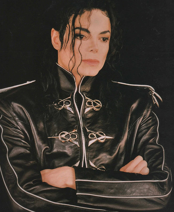 Michael Jackson V8 Black Leather Jacket for Men and Women Closeup