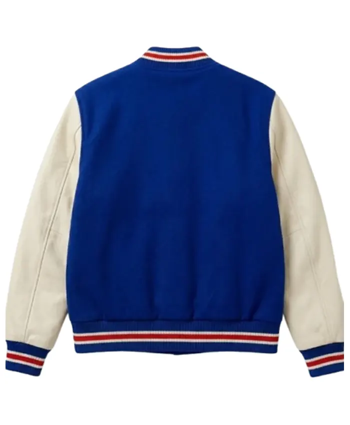Michael Jackson Warner Bross Bugs Bunny Blue and White Varsity Jacket for Men and Women Back