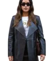 Milan Fashion Week 2026 Adria Arjona Leather Coat
