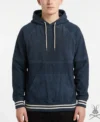 Miles Prussian Blue Suede Leather Pullover Hoodie