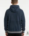 Miles Prussian Blue Suede Leather Pullover Hoodie back