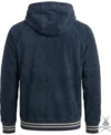 Miles Prussian Blue Suede Leather Pullover Hoodie back view