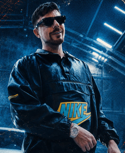 Mr. Lean Official Music Video Song 2026 MrBeast Black Leather Nike Anorak Jacket Front