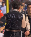 NFL Halftime Show Joe Jonas Black and Off White 32 Varsity Jacket Back
