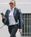 Naomi Watts NYC 2026 Navy Blue Leather Jacket
